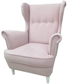 MartHome Einzelsofa Loungesessel mit Fußstütze Wohnzimmersessel, Stoffsessel - Relax Sessel TV Ohrensessel, Bequemer Loungesessel Wohnzimmer - Skandinavischer Sessel (Rosa T19)