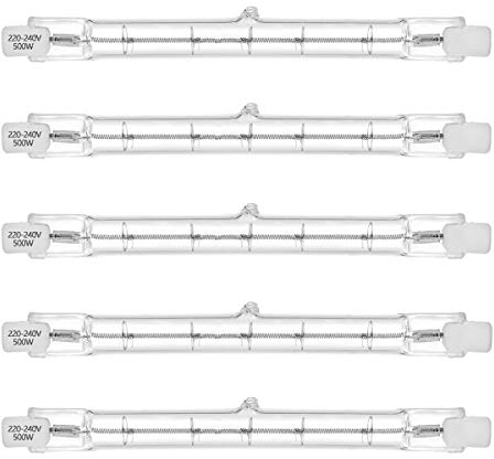 VINBE Umweltfreundliche Halogenröhre, R7S Sockel, T3 Halogenröhrenlampe, 230V, 400W=500W, 118mm, warmweiß -2800K (5 Stück)