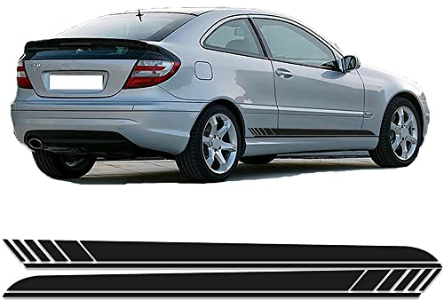 Auto-Dress Seitenstreifen Aufkleber Set/Dekor passend für Mercedes-Benz C-Klasse CL 203 (001 Silber-Chrom)