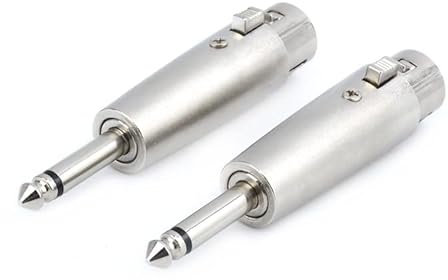 baolongking 3-Pin XLR to 1/4 Microphone Audio Adapters, 3 Pins XLR Socket to 6.35mm Male Jack Mono Plug Conversion Connector Silver(2PCS) (6.35mm TS to XLR F)