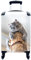 MuchoWow© Koffer Handgepäck Trolley Rollkoffer Kleine Reisekoffer mit 4 Rollen - Katze - Kratzbaum - Grau - Cabin Size < 55x40x23 & 55x40x20 cm - Fotokoffer - Kabinenkoffer - Boardgepäck