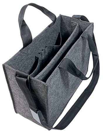 SIGEL BA410 Desk Sharing Bag Classic, Organizer für mobiles Arbeiten, absolut sicherer Stand: für Laptop bis 15,4 Zoll und Unterlagen, Synthetischer Filz, dunkelgrau, Medium 36 x 15 x 28 cm