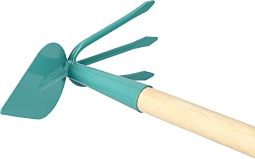 KOTARBAU® Serfouette en Métal Cultivateur avec Houe Double Binette à 3 Dents avec Manche en Bois 136 cm Outil de Jardinage Accessoire de Jardinage Accessoires de Plantation