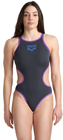 arena One Big Logo Costume Intero Donna, Costume da Bagno ad Asciugatura Rapida, Costume da Bagno Sportivo in Tessuto arena MaxLife Eco con Massima Resistenza al Cloro e Protezione UV UPF 50+