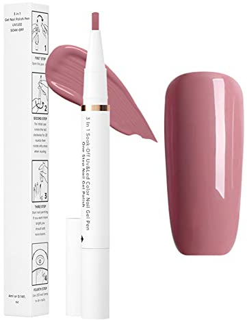 ISAKEN 3 en 1 Gel Vernis à Ongles Stylo, 3 en 1 One Step Nail Gel Pen Stylo Vernis Feutre Semi Permanent 3 en 1, Pas Besoin de Base Top Coat Une Étape Nail Gels pour Ongle Manucure Colle