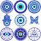 BENECREAT 9Pcs Evil Eye Holzuntersetzer, 10cm Durchmesser Schmetterlings Mandala n Holz Getränk Untersetzer für Küchen Tisch Bar Schalen Heim Speise Dekor, 5mm Dick
