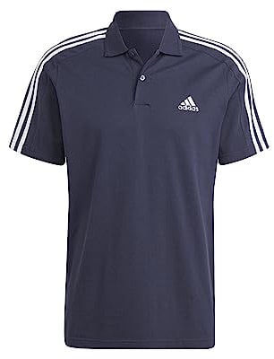 adidas Men's Essentials Piqué Embroidered Small Logo 3-Stripes Polo Shirt, Legend Ink/White, M