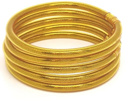 Ikaremin Bracciale Donna oro in Polvere d'Oro I Braccialetto donna Pack5 I Bracciali Donna I Bracciale portafortuna donna I Bracciale Donna oro I Bracciale Oro Donna I Regalo anniversario matrimonio