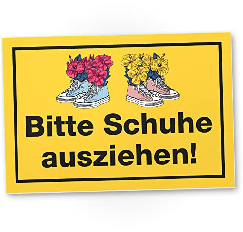 DankeDir! Bitte Schuhe ausziehen - Schild 30 x 20 cm - Geschenkidee Partydeko Deko Geschenk Kollegen Freunde Party - lustiger Spruch Spruchschild Türschild Geburtstagsgeschenk Wanddeko