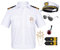 TOGROP 6 Stück Herren Yacht Captain Sailor Kostüm Erwachsene Jacke Hut Zubehör Set Party Cosplay Groß