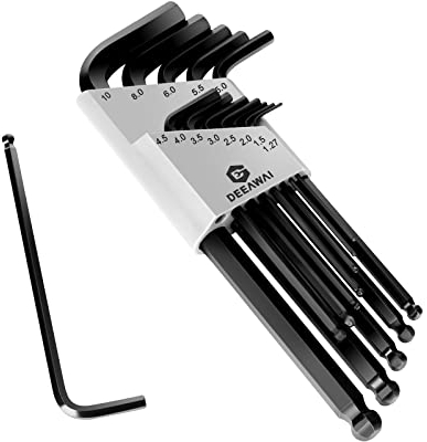 DeeAWai Juego de llaves hexagonales hexagonales de 13 piezas, métricas, para bricolaje, de 1,27 a 10 mm, de acero Cr-V, para reparación de dispositivos mecánicos, bicicletas