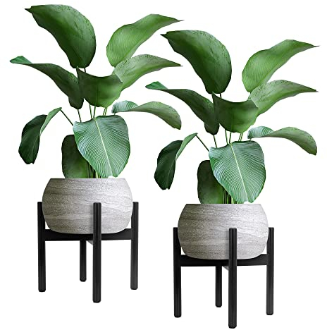 ML-Design 2er Set Blumenständer, Schwarz, aus Holz, 25x25x30 cm, für Blumentöpfe bis 29 cm, robust, Pflanzenständer Blumentopfständer Blumenhocker Blumentopfhalter Deko Blumenregal Pflanzenregal