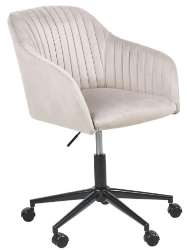 Beliani Bürostuhl Samtstoff beige Taupe höhenverstellbar drehbar rollbar modern Venice