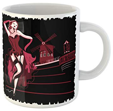 874 Tasse Céramique Danseuse Française Abstraite Femme Au Cabaret Moulin Rouge Paris Personnalisée Tasse En Céramique Café Humoristique Tasse À Café En Porcelaine 330Ml Pour Collègue,Idée Cadeau,Thé