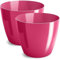 PECZEKO Pot de Fleurs Brillant, Pot de Plantes en Plastique, Pot décoratif pour Grandes et Petites Plantes, Lot de 2 Pots de Fleurs, Pots de Fleurs, Pots à Herbes, (Lot de 2) Rouge, ø 23 cm