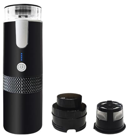 Shkalacar Cafetière Portable, 170 ml Machine à Expresso électrique Sans fil de Voyage, Mini Machine à café à Capsules Rechargeable pour Voiture, Maison, Bureau, Voyage