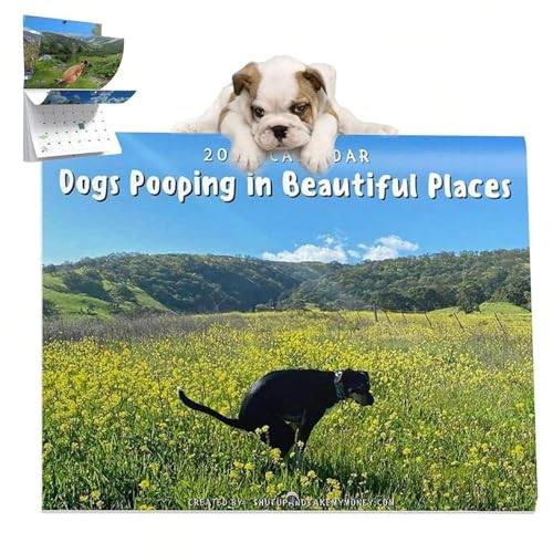 2024 - Pooping Dogs Calendar,Hund Pooping Wandkalender - Dogs Pooping In Beautiful Places Calendar,Kalender für Hunde, Wandkalender,Geschenk Für Freunde,Familie,Nachbarn