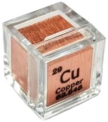 Würfel aus Metallelementen – Set mit lasergravierten Dichte-Würfeln, für eine Sammlung von Periodensystemen von Elementen (1, Kupfer)