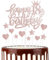 Happy 18th Birthday Cake Toppers, Rose Gold Cake Cupcake Toppers for Cake, Glitter Heart Stars Cake Toppers, Birthday Gift, Personalised Cake Toppers for Women Girls 18th Birthday Cake Decorations