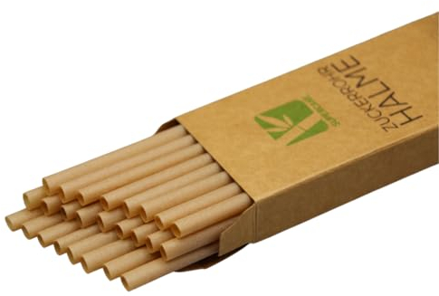 Strohhalme aus Zuckerrohr – 25er Packung | Biologisch abbaubare Trinkhalme | Alternative zu Papier-, Plastik- & Glasstrohhalmen (5 x 25 + 1 x 25 GRATIS = 150 Stück)