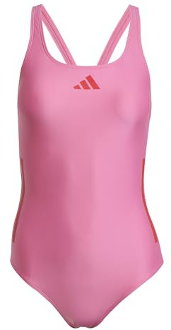 adidas Women's 3 Stripes C-Back Swimsuit, Pulse Magenta/Better Scarlet, 40