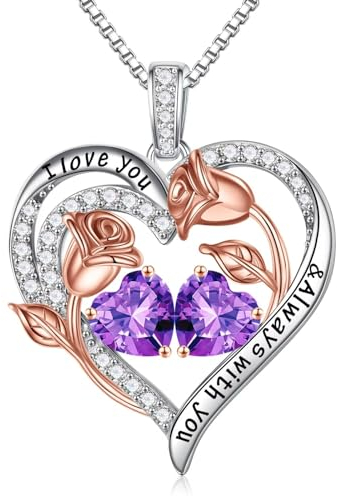 TINGN Valentinstag Geburtstag Geschenk für Sie Frauen - Februar Amethyst Geburtsstein Halskette Damen Silber 925 Kette Schmuck Jahrestag Geburtstag Geschenke für Sie Mutter Ehefrau