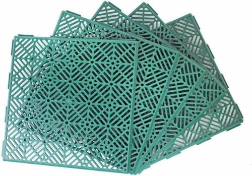 Top Home Solutions® Garden Plastic Tiles – Pack of 40 Green, Weatherproof, Easy Click Plastic Decking Slabs, Non-slip Design, 30L x 30W CM For Walkway Patio Floor Vegetable Garden Décor