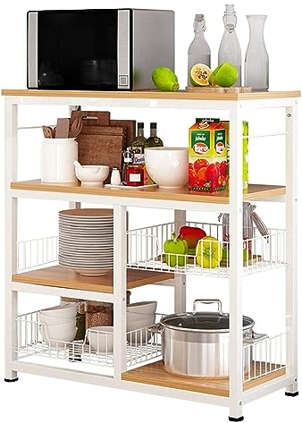 Rejilla para horno microondas Soporte para microondas Rejilla para horno microondas de 4 niveles Estante de cocina Soporte para microondas de aterrizaje Rejilla para condimentos para el hogar Est