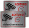 Achtung Videoüberwachung Schild, 2 Stück 30 x 20cm Aluminium Achtung Videoüberwacht mit Selbstklebend und 4 Bohrlöcher Hinweisschild Kameraüberwachung
