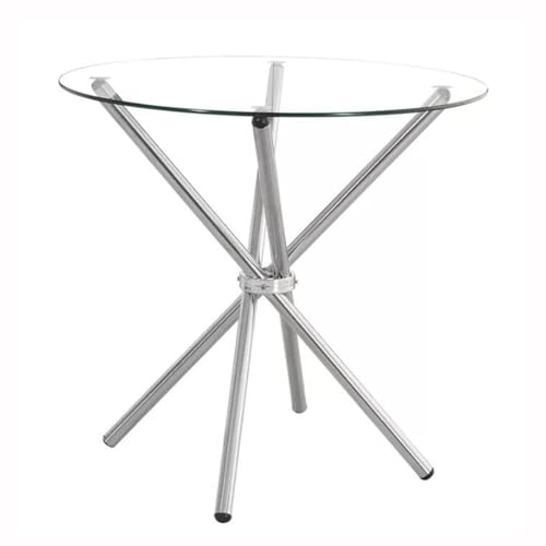 JHAISMAO 70/80/90CM Rund Esstisch Glas Küche Tisch Moderner Stil Mit/Metall Kreuzbein Klein Esstisch Zimmer Tisch Abendessen Tisch(Size:90cm)