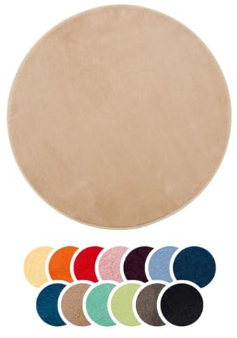 liebling Badteppich, 100% Polyester - Mikrofaser, Serie Santos, Ø 110 cm,1500 g/m², 30 Grad waschbar, Farbe: Sand