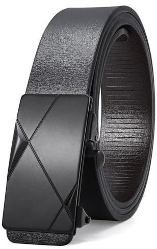 WERFORU Gürtel für Männer, Leder Ratschengürtel mit automatischer Schiebeschnalle, Herrengürtel verstellbar 3.3cm für Herren Kleid Jeans