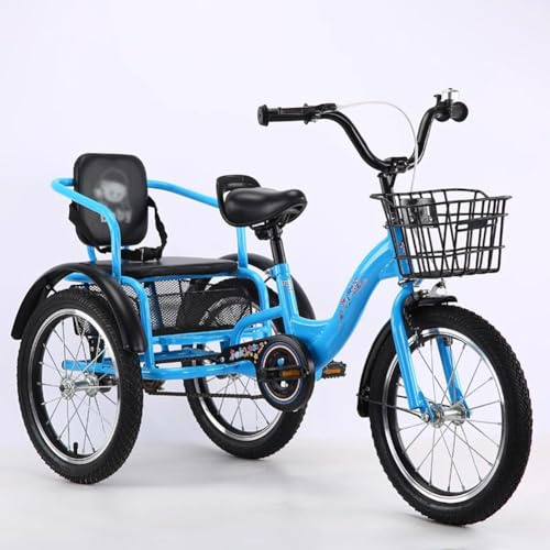 MegLob 16 Zoll Kleines Faltbares Dreiradfahrrad, Tandem Beach Cruiser Dreiräder Fahrrad, Single-Speed-3-Rad-Fahrräder, Dreirädrige Kreuzer-Fahrräder Für Jungen Und Mädchen