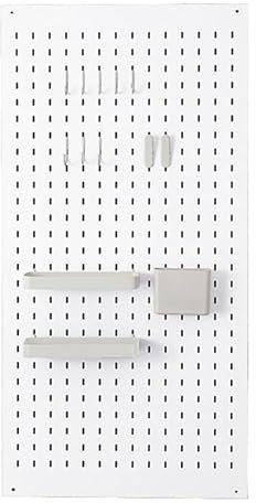 PFCDZDU Panneau Perforé Mur Combinaison Kit, Modulaire Suspension Affichage Organisateur Panneau, Montage Mural Rangement Étagères pour Maison Ornements Bureau(Blanc,60x120cm-B)