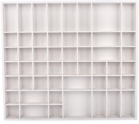 SEVICO Großer Setzkasten aus Holz für Sammelgegenstände Sammelbox Wandregal Holzregal mit 51 Fächer 52 x 46 x 5 cm Weiß | Perfekt für Decoupage, Lagerung, Dekoration