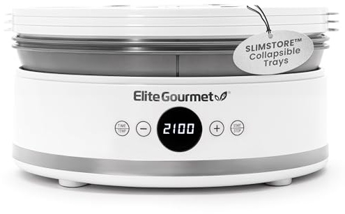 Elite Gourmet Digital Food Dehydrator, 5 SlimStore Trays, Adjustable Timer