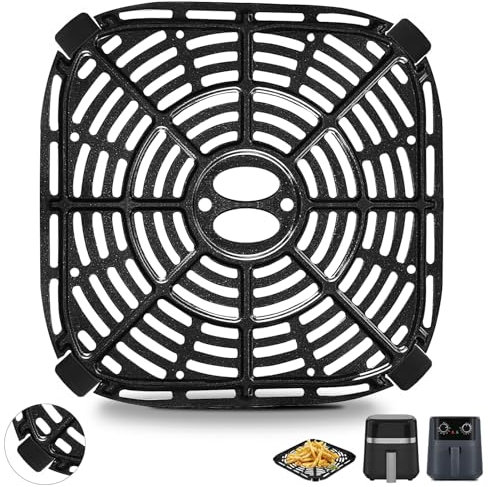 GWBSXM Air fryer Grill Pan for BLACK+DECKER Purify 4QT Air Fryer, Upgrade 8×8 IN Air Fryer Replacement Parts Grill Plate Accessories Tray Rack for Holstein Housewares 4.4QT Green Life 4.5QTAir Fryer