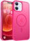 PuyaTeya für iPhone 12/12 pro Hülle, mit Magnetisch, Militärschutz Transluzent matt stoßfest Anti-Kratzen/Anti-Fingerprint/Anti-Glatte Handyhülle für iPhone 12/12 pro (Neon Pink)