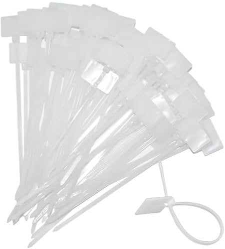 200 Stück Kabelbinder 100 x 2,5 mm mit Beschriftungsfeld 20 x 13 mm Weiß Kabelbeschriftung für Kabelmarkierung, Schlauchmarkierung (100 x 2.5 MM)