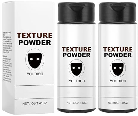 Polvo de textura para hombres, polvo de textura en polvo, polvo de volumen de máscara negra, aporta textura y volumen al instante, natural, fácil aplicación y efecto de peinado duradero (2 unidades)