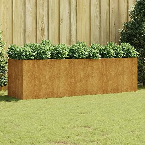 Canditree Corten Steel Raised Garden Bed, Outdoor Metal Planter Box for Plants, Vegetables, Flowers and Herbs (280x80x80 cm)