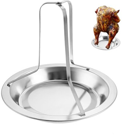 DRELD Vertikaler Hähnchenbräter aus Edelstahl & Geflügelständer mit Tropfschale - Backofen/BBQ Grill Bratenhalter, Barbecue Grillzubehör für Ofen BBQ Camping