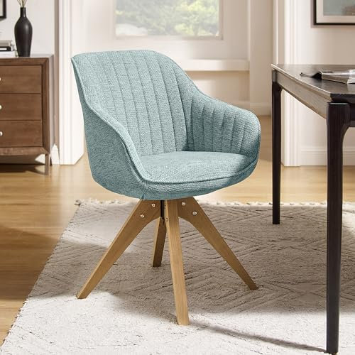 Zouron Silla de Comedor con Patas de Madera,Silla giratoria (360°), Silla de Cocina, Sillón, Silla de Oficina, Silla de Estudio, Azul Brillante