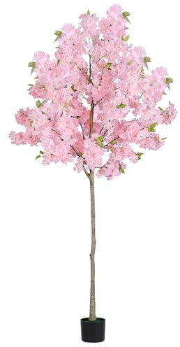 Cerisier Japonais Artificiel Exterieur/Interieur 180cm - Arbre Artificiel Fleuri Haut de Gamme avec Pot en Ciment, Fleurs Artificielles Déco Realistes pour Jardin, Balcon, Salon, Bureau