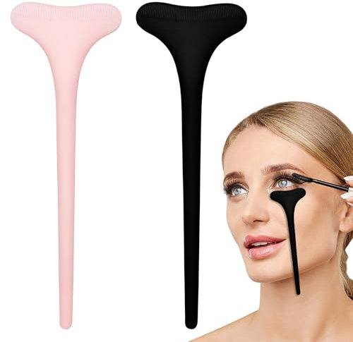 2 applicatori per mascara, riutilizzabili, in silicone, per eyeliner, eyeliner, eyeliner, trucco, per principianti (nero + rosa)