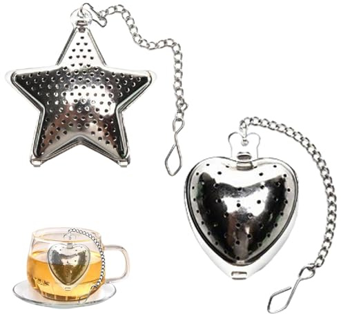 Tea Leaf Infuser, 304 Stainless Steel Tea Strainer Tea Infuser Mesh Tea Ball Filter with Chain Hook for for Loose Leaf Tea, Mugs Teapots Spice (2 PCS)