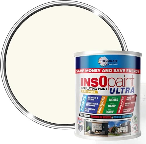 Thermilate InsOpaint ULTRA INSULATION PAINT Advance Energy Saving Paint Keep Room Warm | 5L | Tough Acrylic Emulsion Wall Ceiling Paint (Creamy White, 5 Liters)