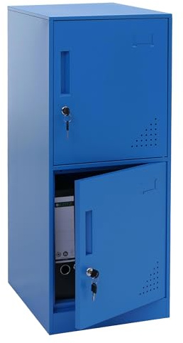 Mendler Spind HWC-P63 90x38x45cm Stahl - blau | Schließfach, Wertfachschrank, Schließfachschrank, 2 Türen