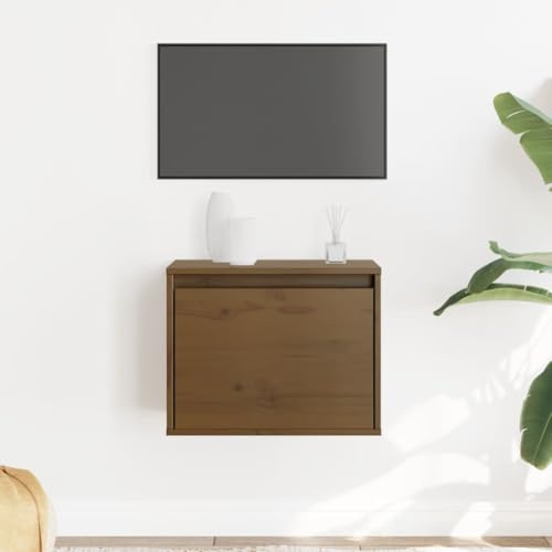 mtlskopl Hängeschrank Honigbraun 45x30x35 cm Kiefer-Massivholz, 60 kg, Wandregal für Bücher & Deko, Wohnzimmer Flur Schlafzimmer