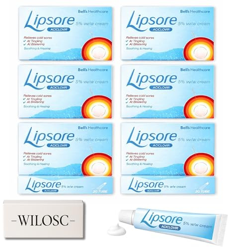 6 x Cold Sore Cream for Lips | Aciclovir Cream 5% | Fast Acting Coldsore Treatment |(2g Tube x 6)